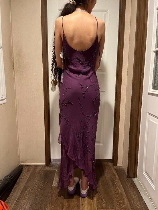 Sue Wong Dresses & Skirts - Y2k 90s Sue Wong Purple beaded maxi dress with black beaded floral embroidery